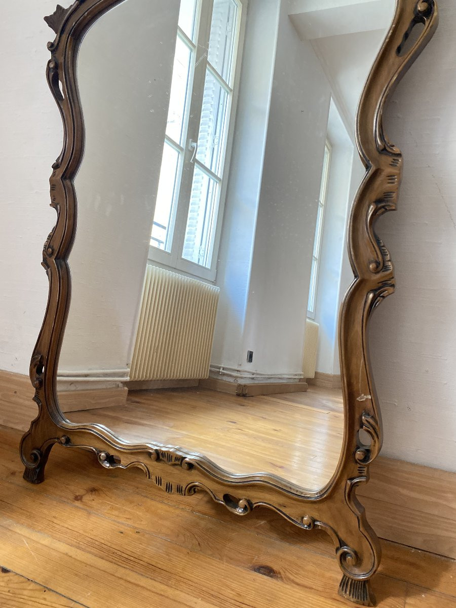 Miroir de style Rocaille en bois sculpté, Circa 1960 - 80x135 cm-photo-4