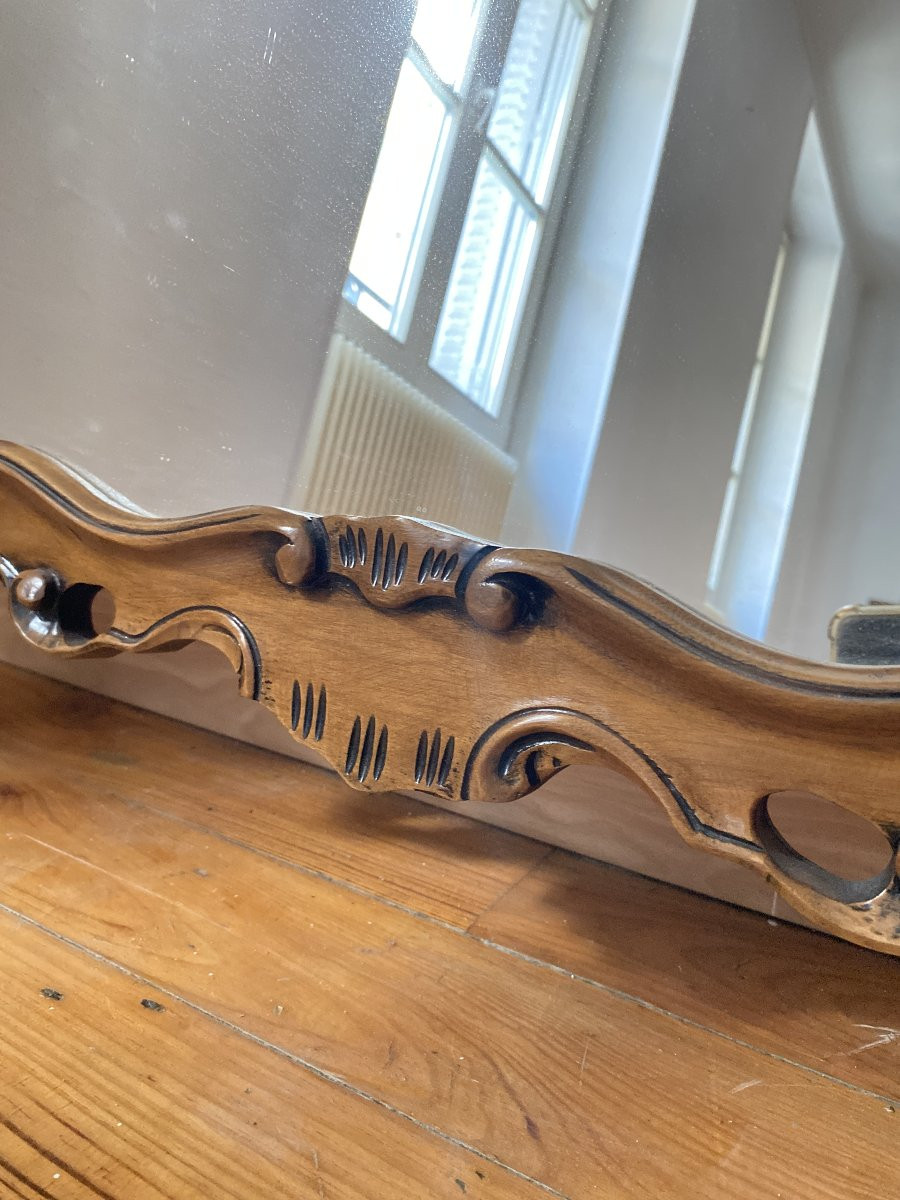 Miroir de style Rocaille en bois sculpté, Circa 1960 - 80x135 cm-photo-5