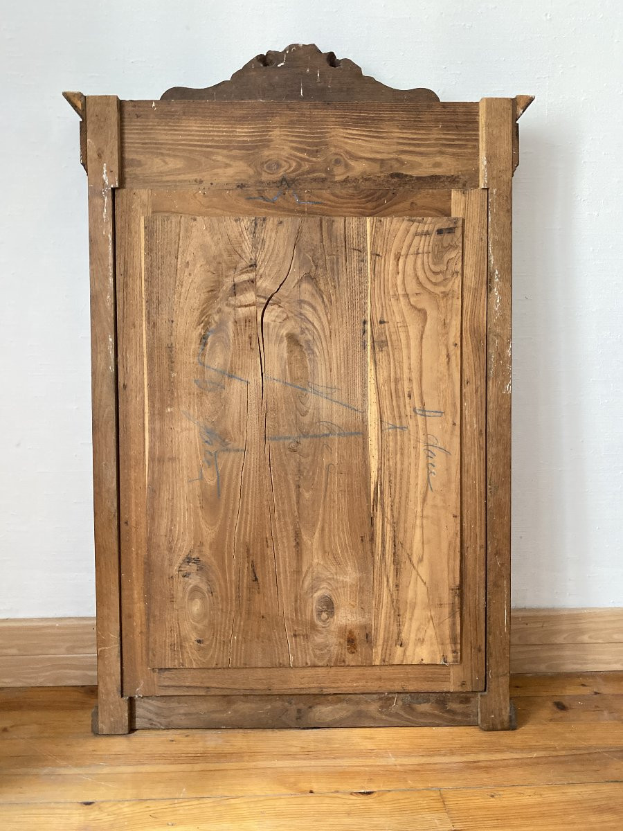Large 19th Century Mirror Made Entirely Of Carved Wood With Floral Decoration - 90x140cm-photo-3