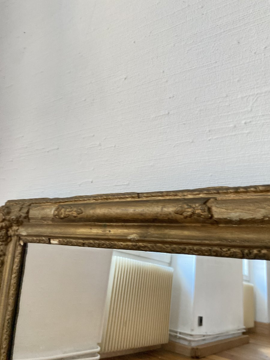 Miroir Napoléon III en Bois Stuqué et Doré - Fin XIXème-photo-2