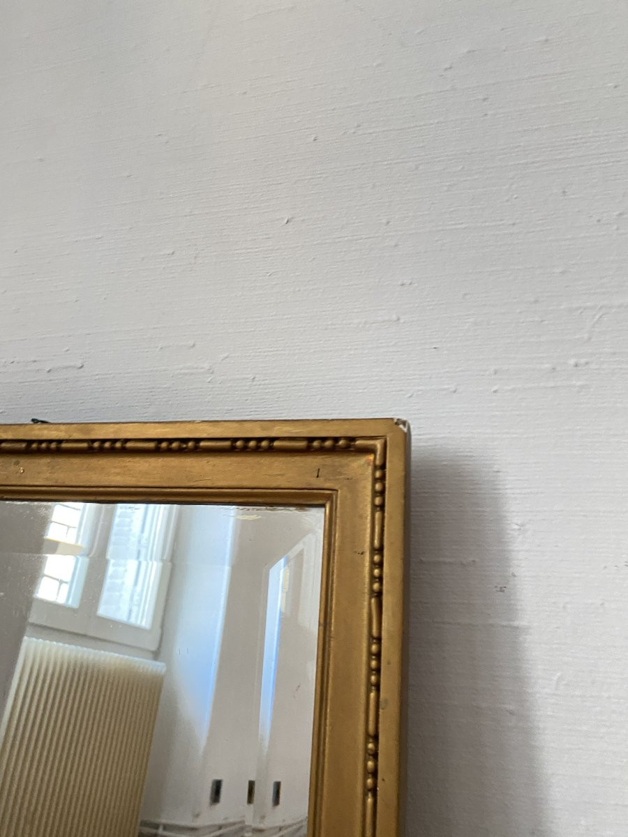 Miroir Rectangulaire en Bois Stuqué et Doré du XIXème -photo-1