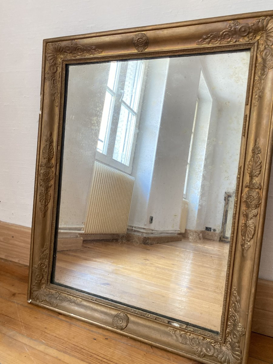 Mirror In Stuccoed And Gilded Wood - 19th Century-photo-2