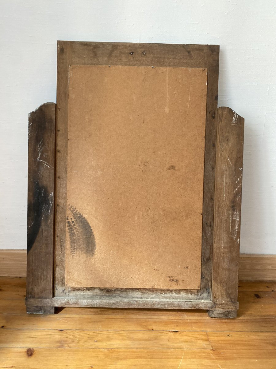 Large Art Deco Wooden Mirror - Circa 1920-photo-3