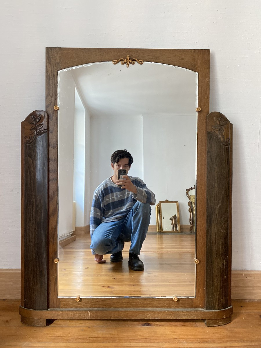 Large Art Deco Wooden Mirror - Circa 1920