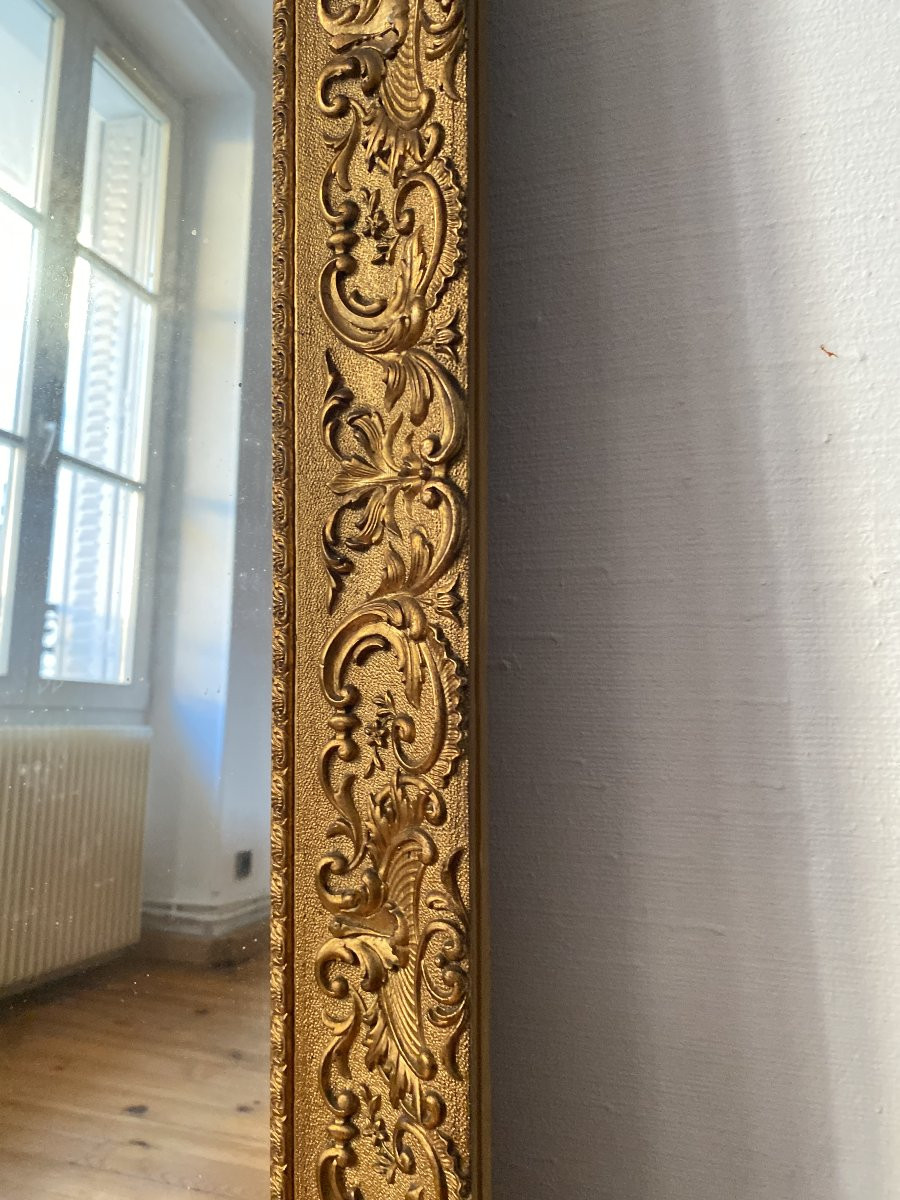 Miroir XIXème style Rocaille en bois doré à la feuille d'or - 81x135 cm-photo-2