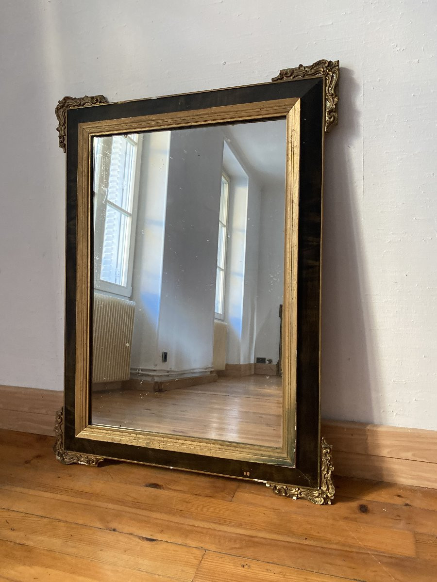 Napoleon III Mirror In Black And Gold Wood - 82x116cm-photo-2