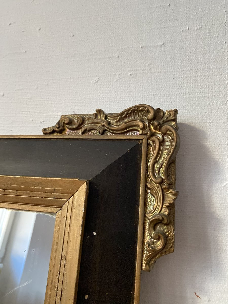 Napoleon III Mirror In Black And Gold Wood - 82x116cm-photo-1