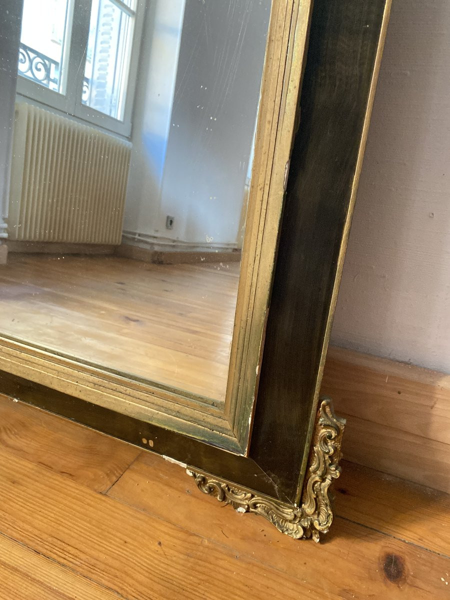 Napoleon III Mirror In Black And Gold Wood - 82x116cm-photo-4