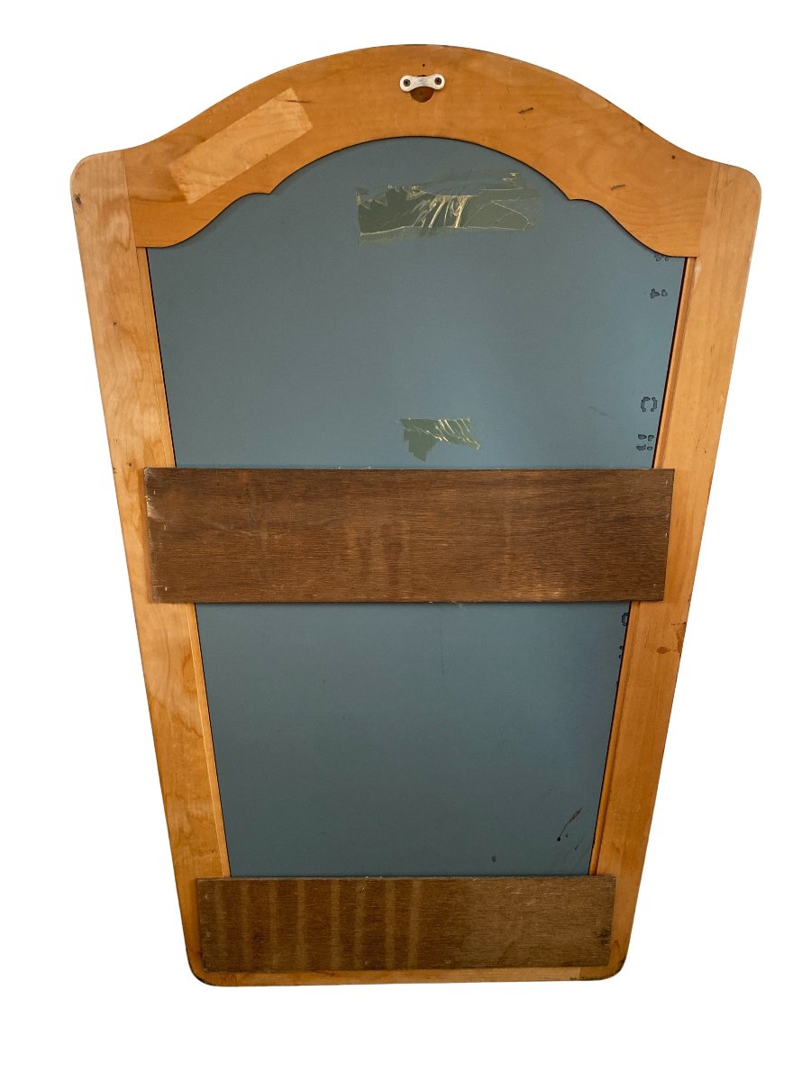 Miroir Mural en Bois Beige, Début XXème, 60x92cm-photo-3