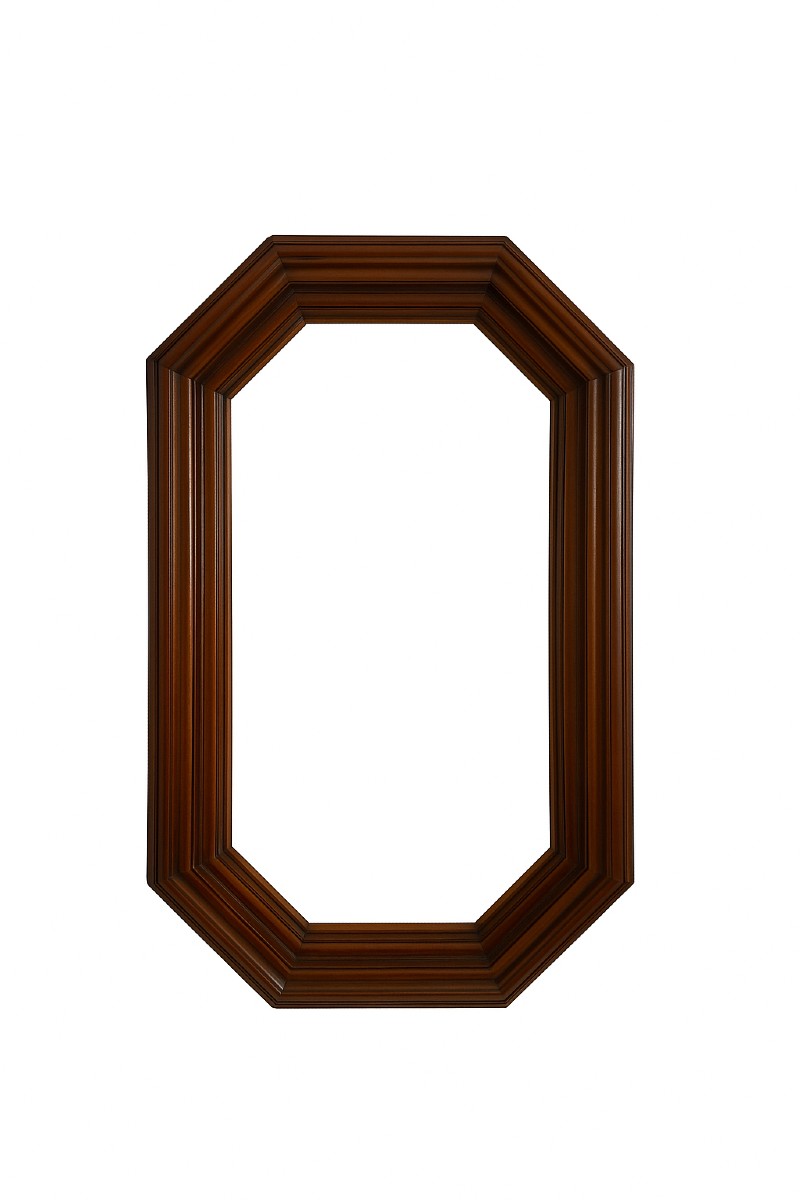Miroir Scandinave en Bois de Forme Octogonal, Mid-Century Modern, 44x75cm