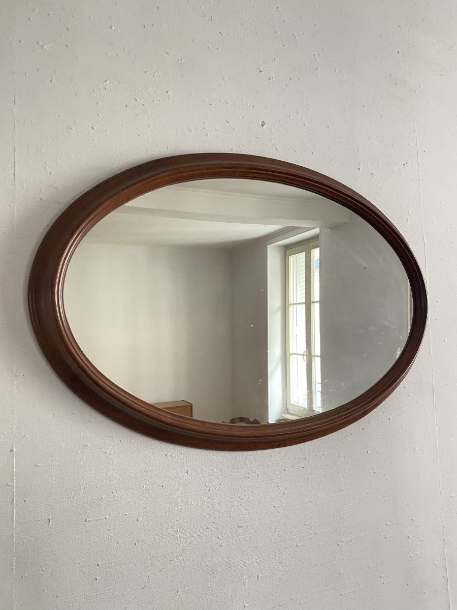 Miroir Scandinave en Bois de Forme Ovale, Mid-Century Modern, 85x56cm-photo-4