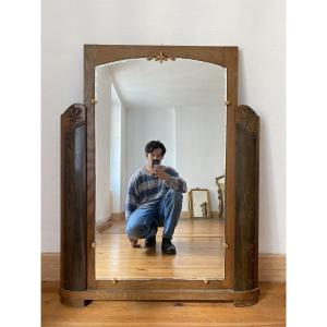 Large Art Deco Wooden Mirror - Circa 1920