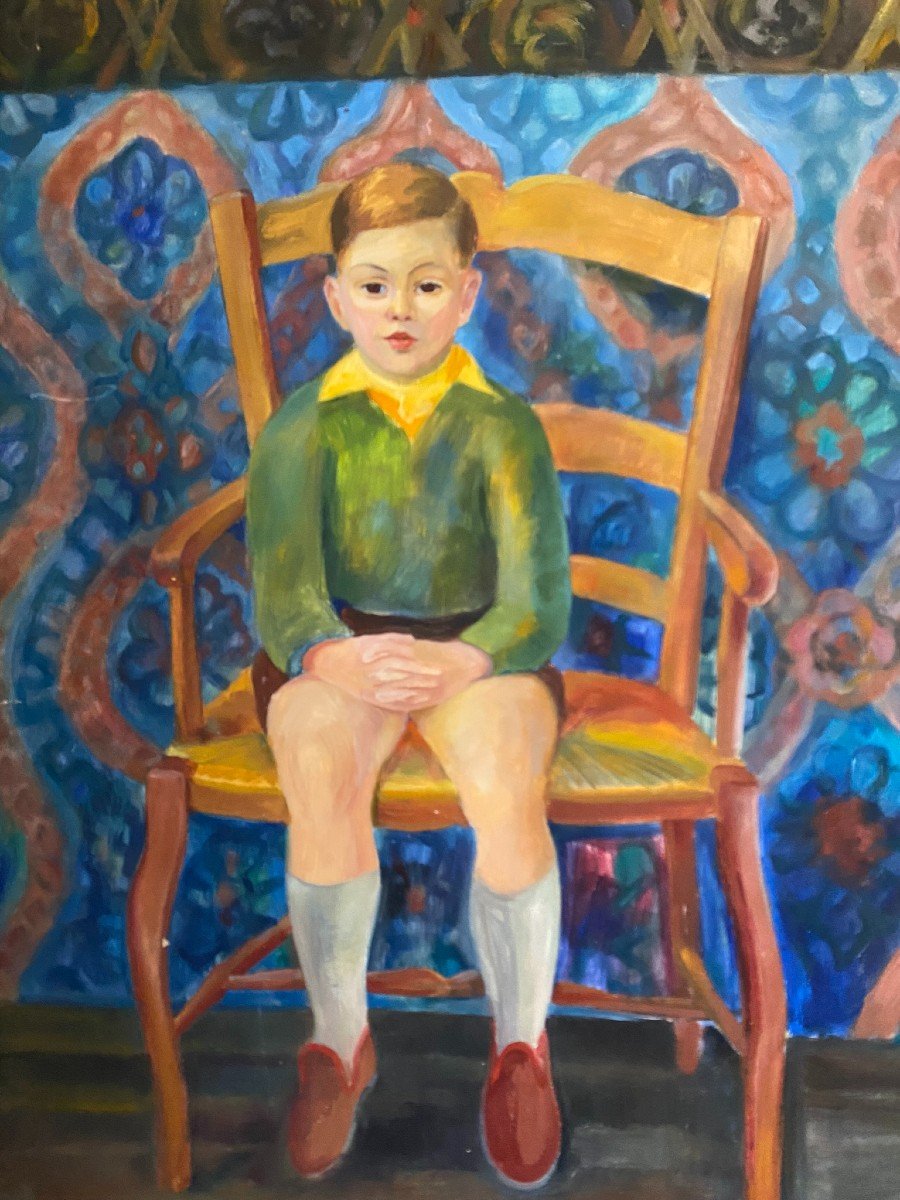 Child On His Chair By Cyan (1912-1981)-photo-2