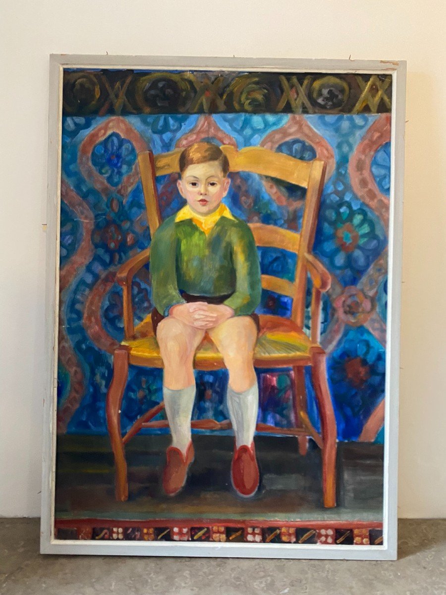 Child On His Chair By Cyan (1912-1981)-photo-1
