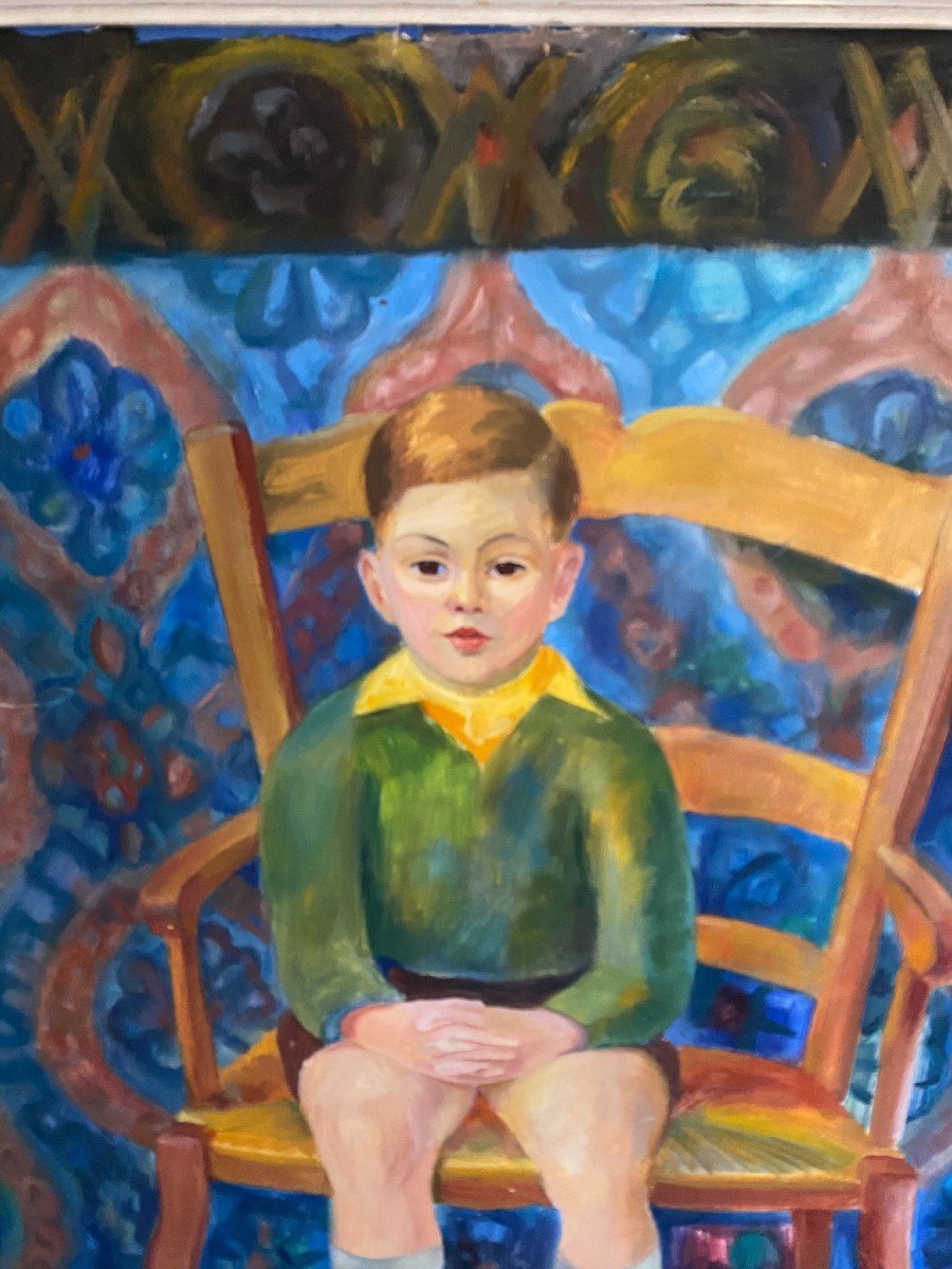 Child On His Chair By Cyan (1912-1981)-photo-4