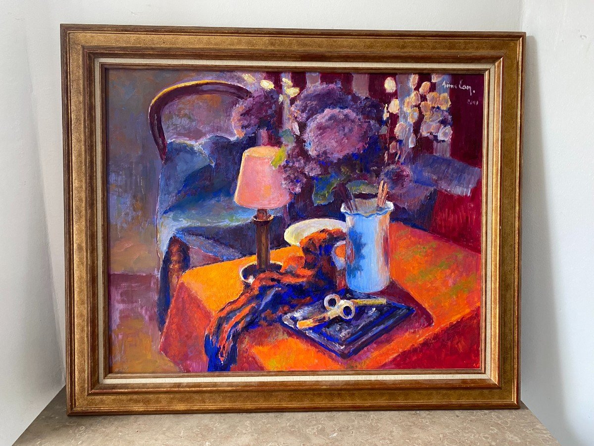 Nature Morte Signée école Du XXème Siècle-photo-1