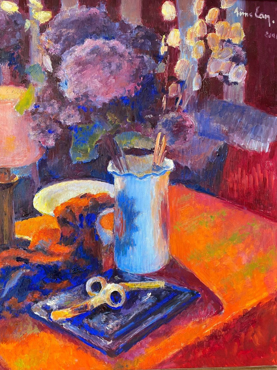 Nature Morte Signée école Du XXème Siècle-photo-5