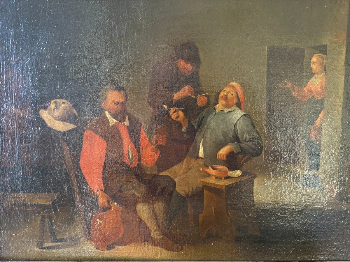 Pipe Smokers Dutch School 17th Century-photo-4