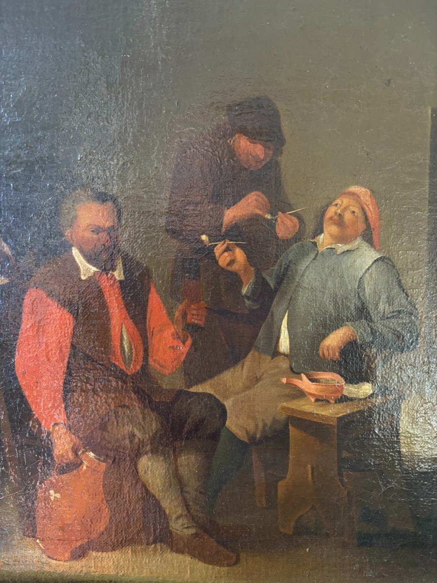 Pipe Smokers Dutch School 17th Century-photo-4