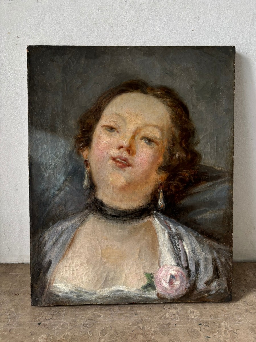 Portrait De Femme école  XIXème Siècle