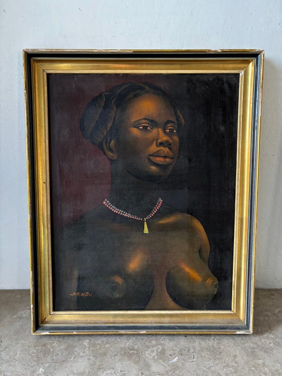Portrait De Femme Africaine Signé Balou-photo-1