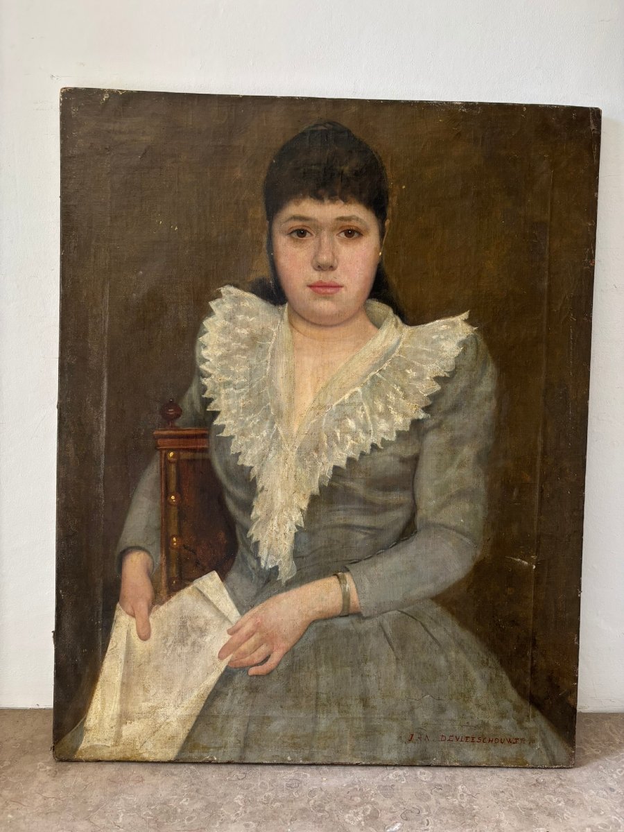 Portrait de femme école Belge XXème siècle-photo-2