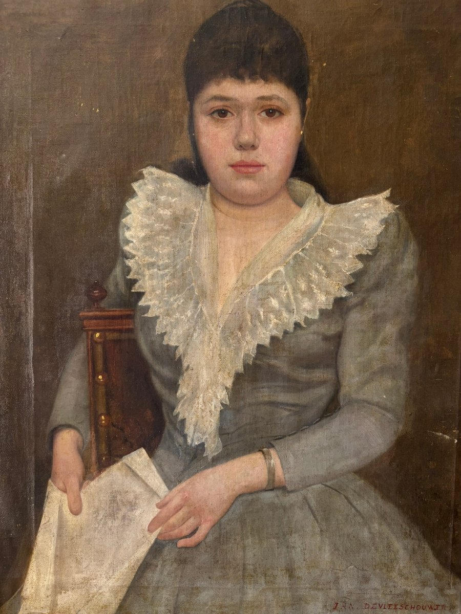 Portrait de femme école Belge XXème siècle-photo-3