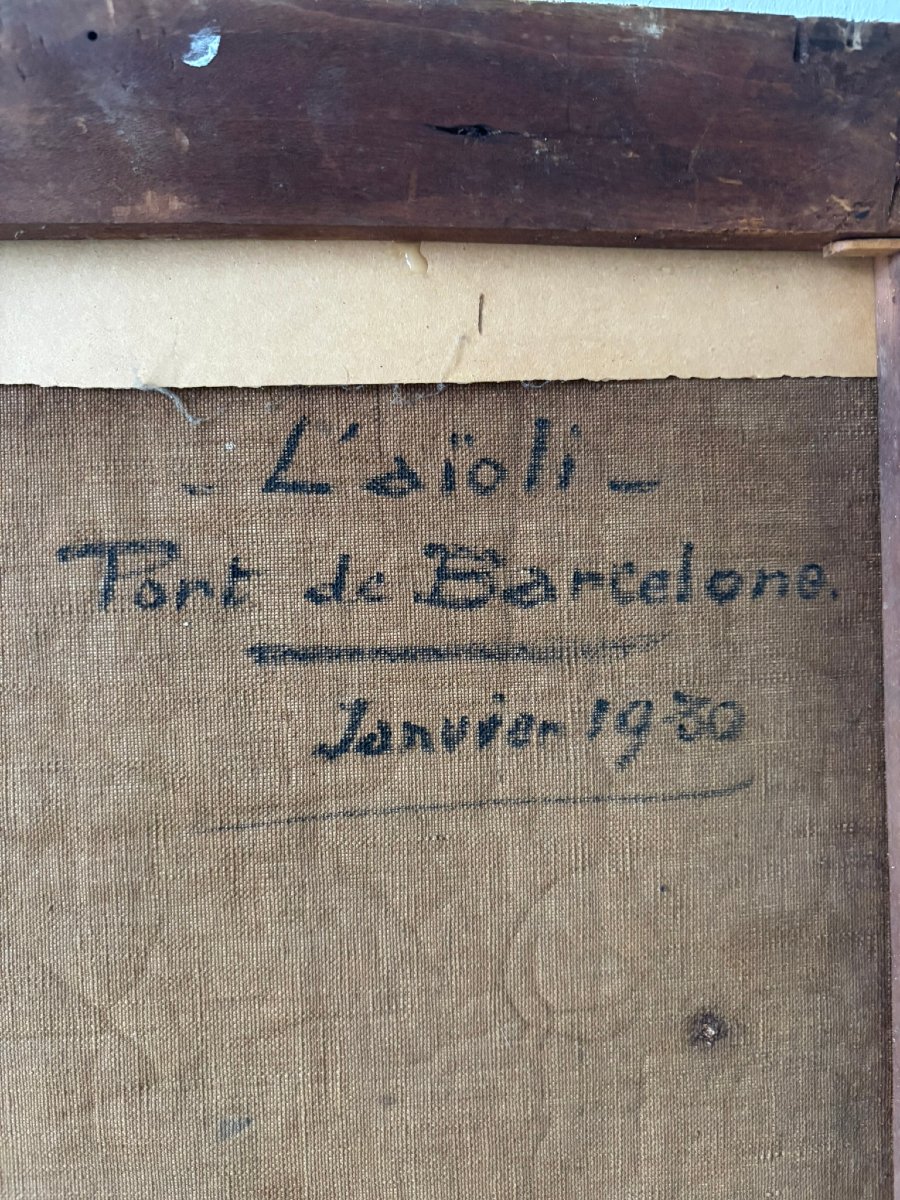 Pêcheurs au port de Barcelone en 1930 signé-photo-6