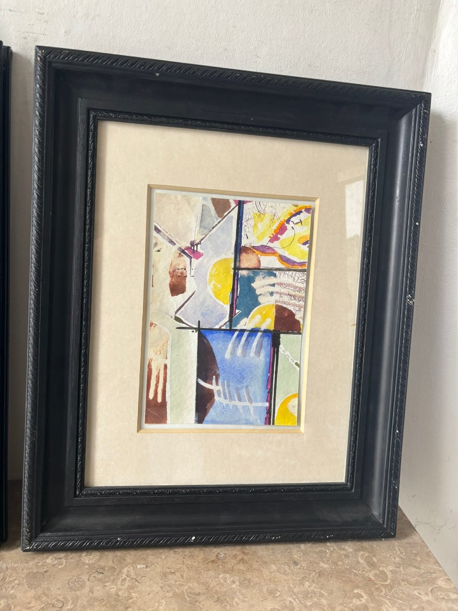 Two Abstract Watercolors Signed Caceres-photo-4