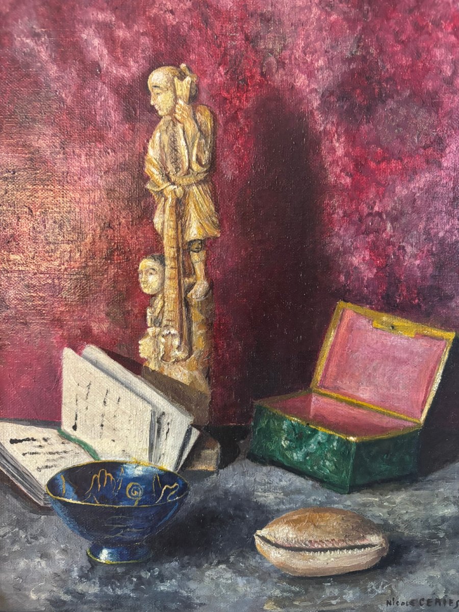 Nature morte signée Nicole Ceries de 1957-photo-4
