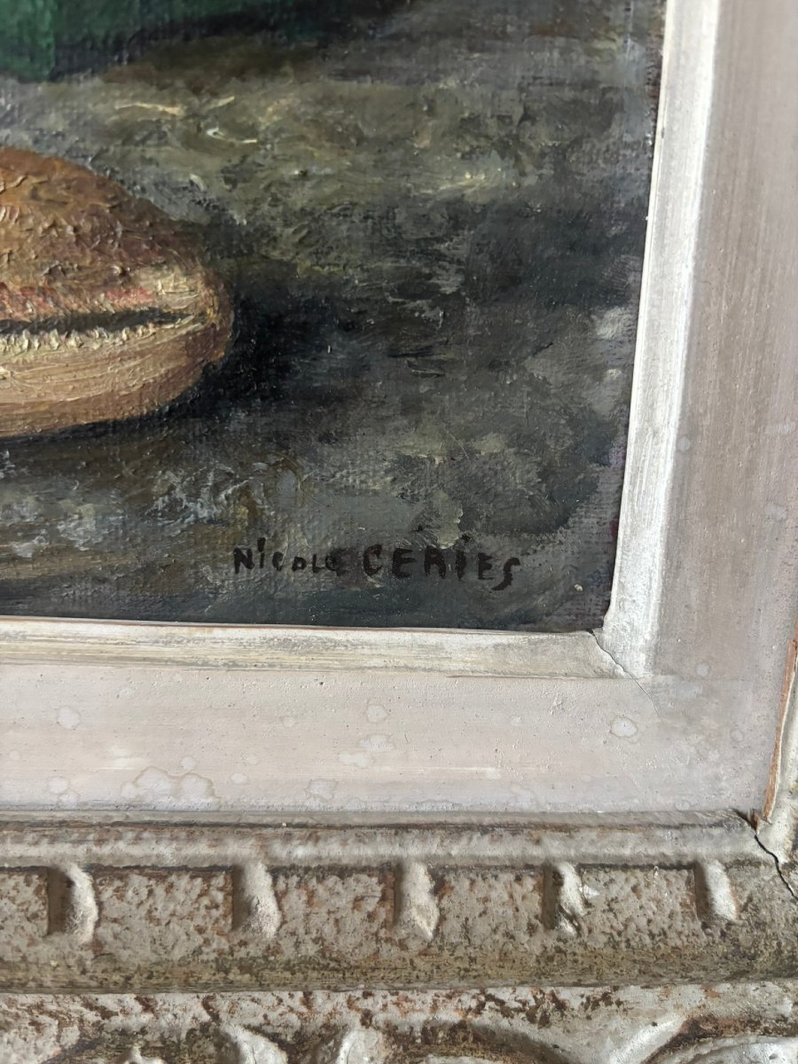 Nature morte signée Nicole Ceries de 1957-photo-5