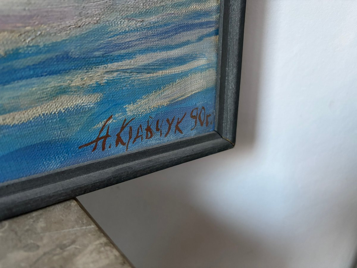 Paysage enneigé signé école Russe-photo-4