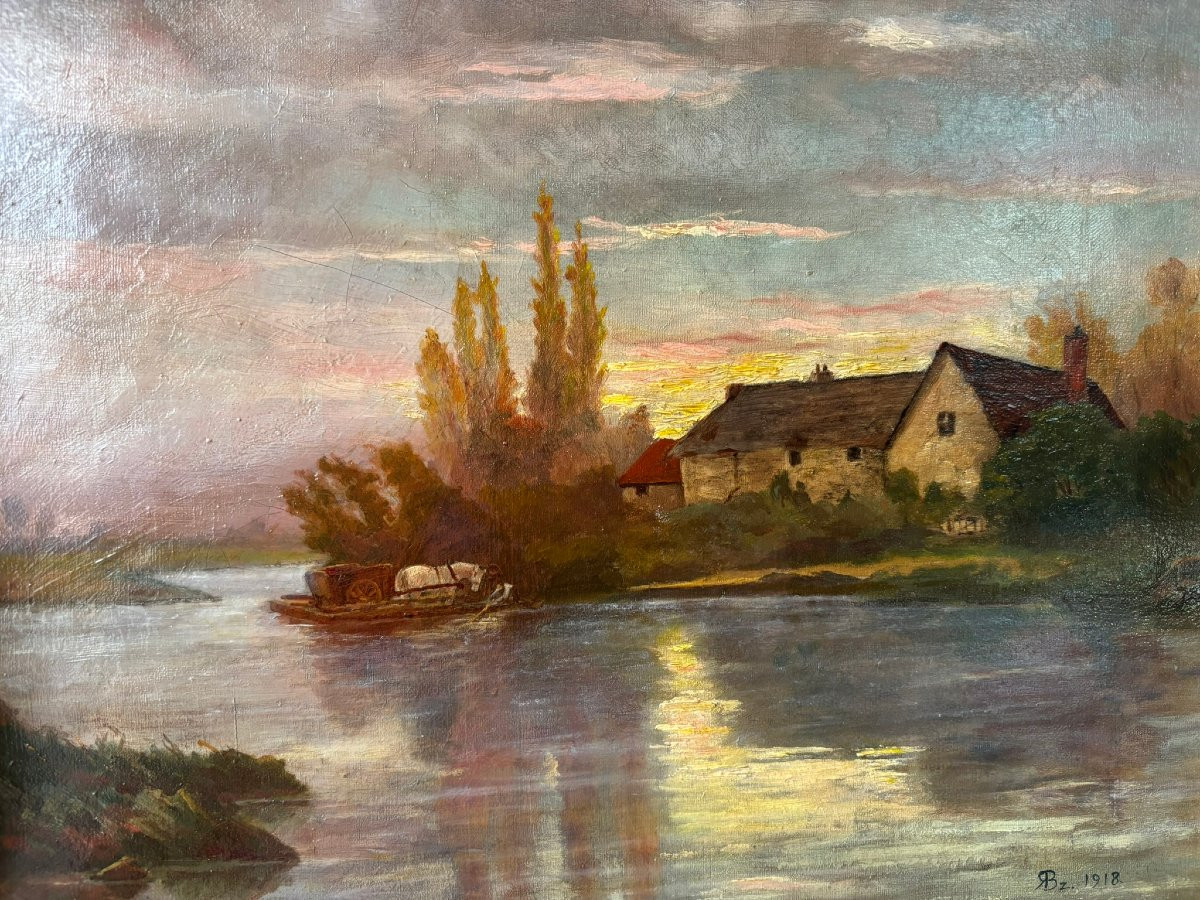 Sunset Landscape, Signed 1918-photo-3