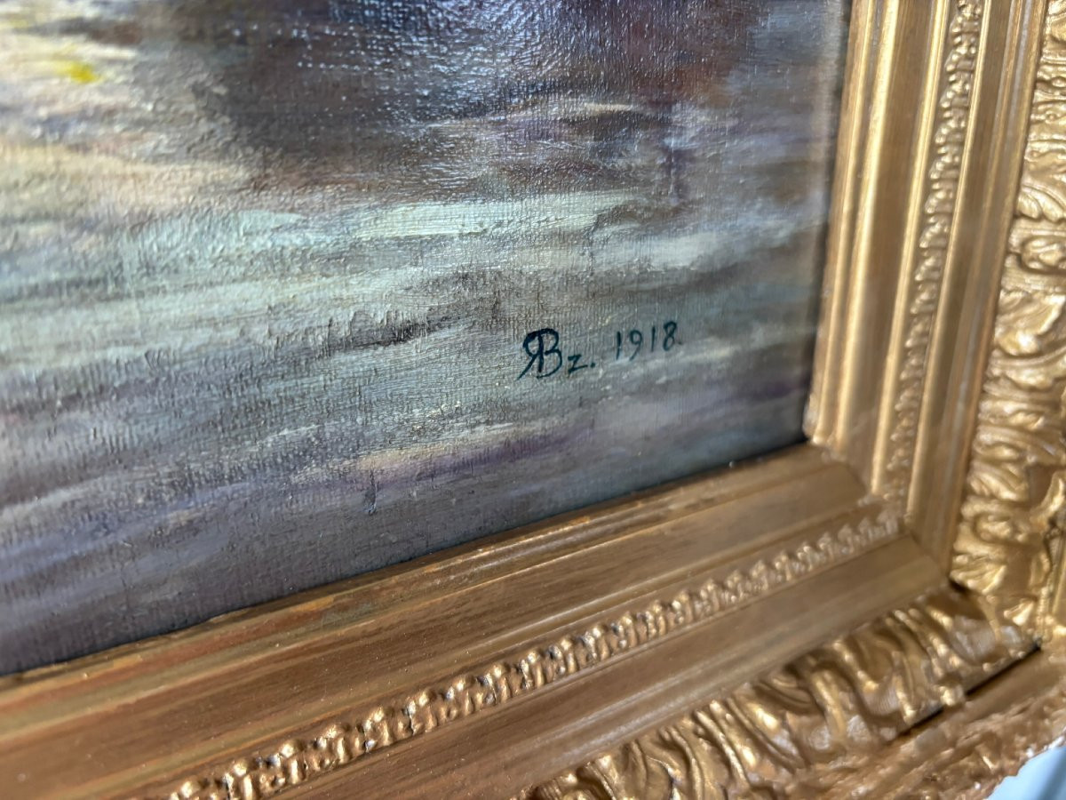 Sunset Landscape, Signed 1918-photo-4