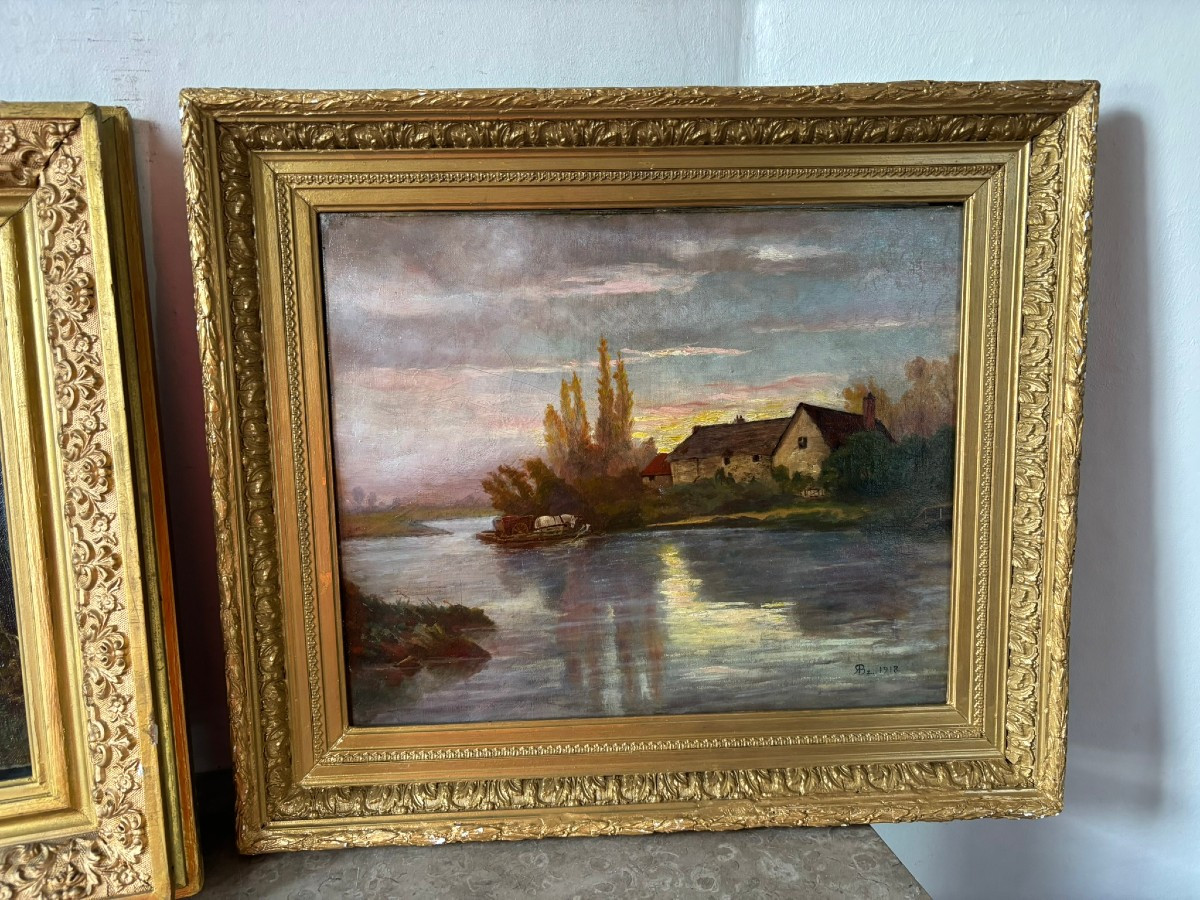 Sunset Landscape, Signed 1918