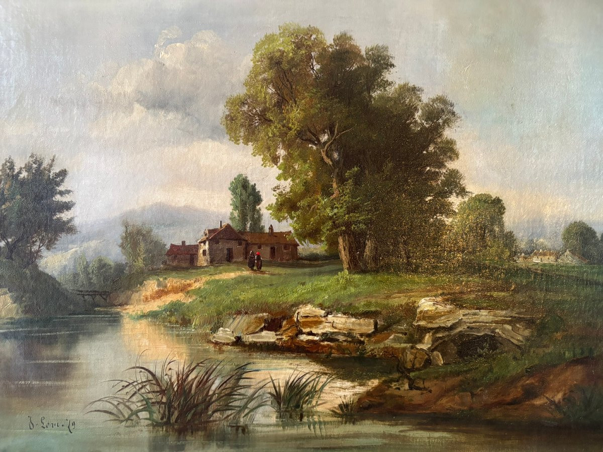 Hameau au bord d'une rivière fin XIX-début XXè siècle-photo-2