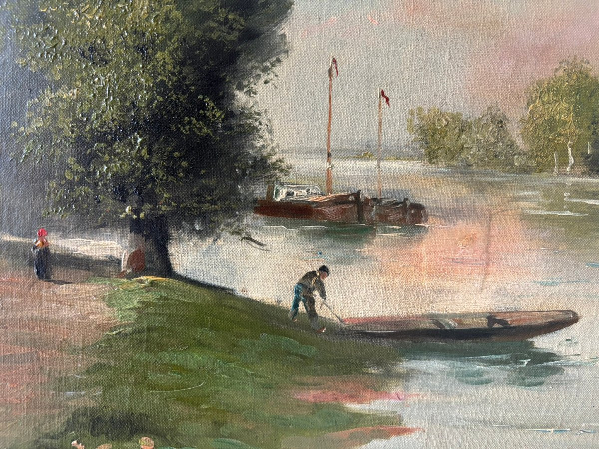 Fishing Trip Return Signed 19th Century-photo-4