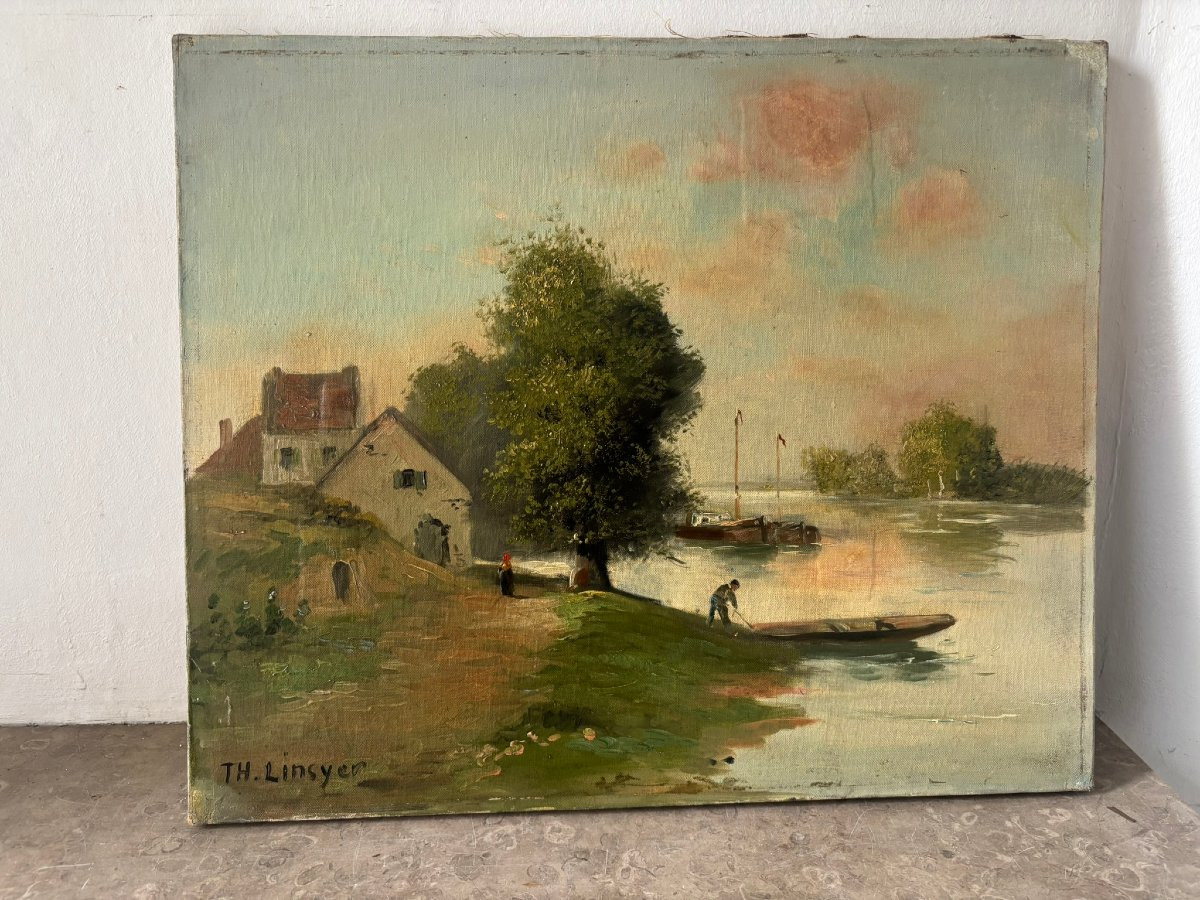 Fishing Trip Return Signed 19th Century-photo-1