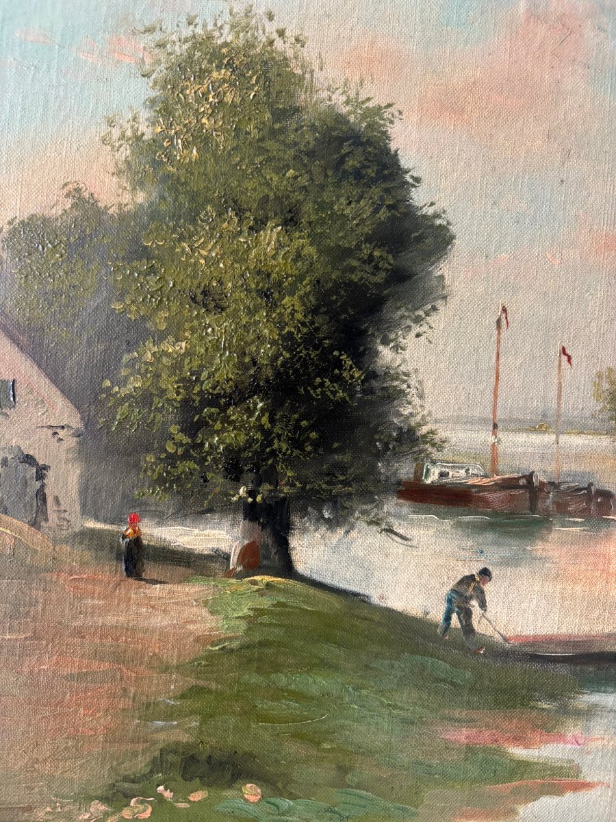 Fishing Trip Return Signed 19th Century-photo-5