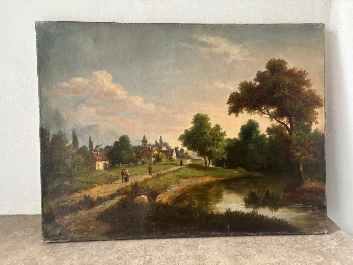 A Stroll Along The Riverbank, 19th Century-photo-1