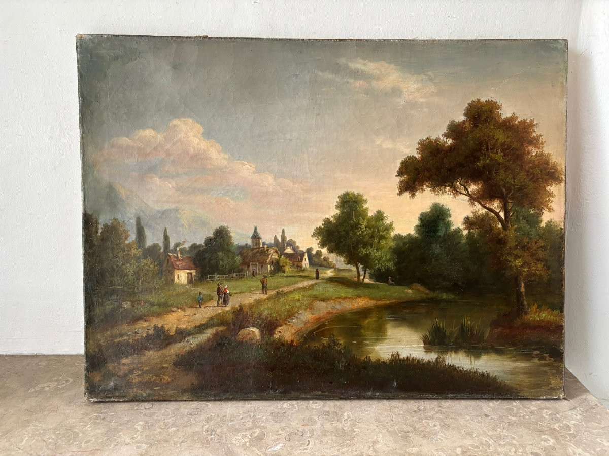 A Stroll Along The Riverbank, 19th Century-photo-2