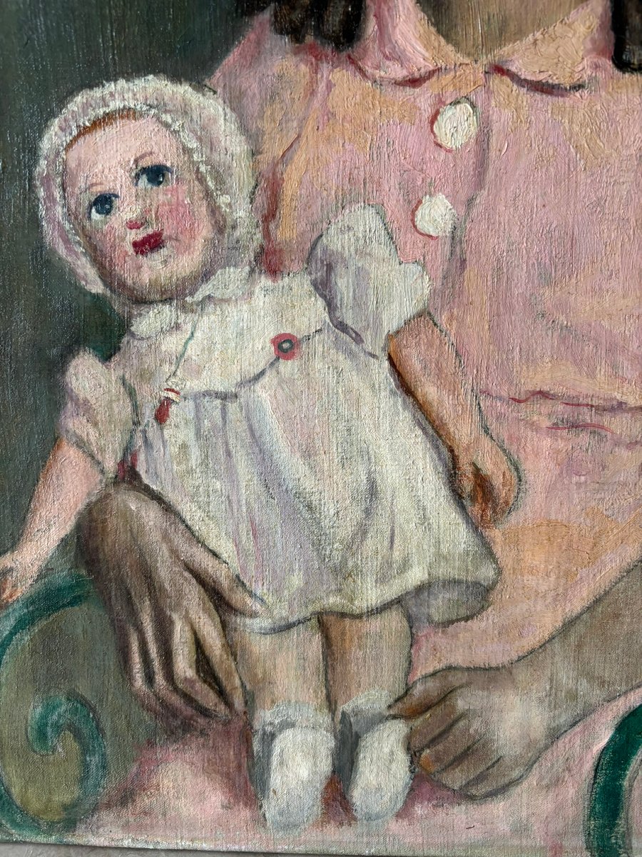 Portrait Of A Young Girl, Signed 1944-photo-6