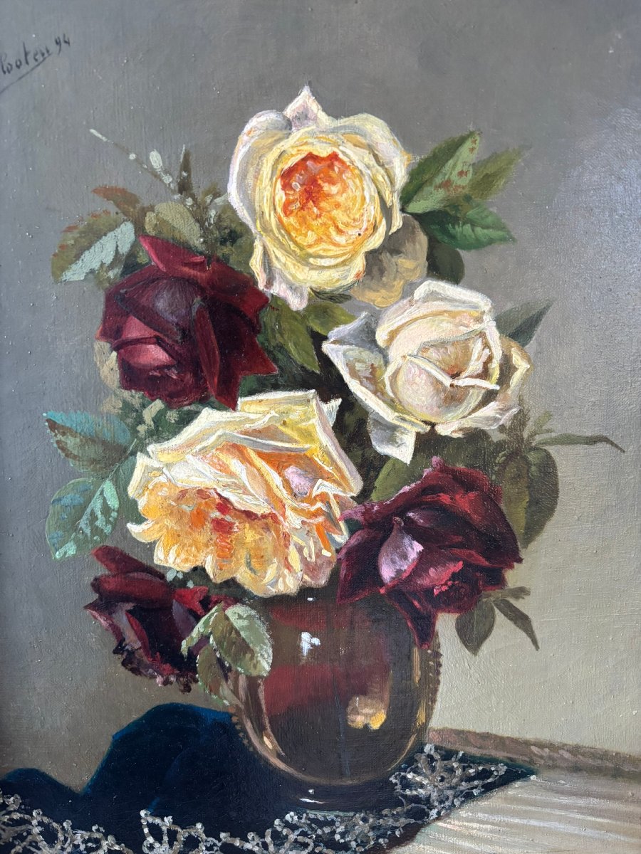 Bouquet Of Flowers Signed 1894-photo-3