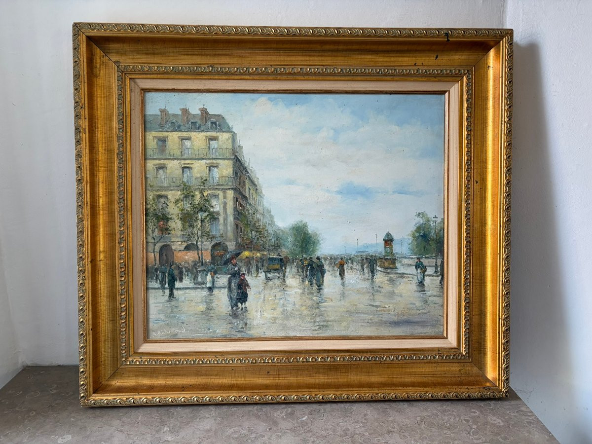 The Banks Of The Seine, Signed A. Richmond-photo-2