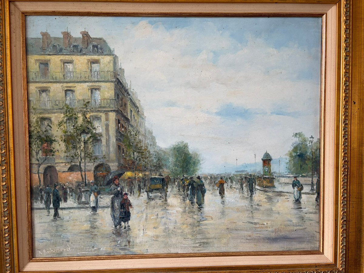 The Banks Of The Seine, Signed A. Richmond-photo-1