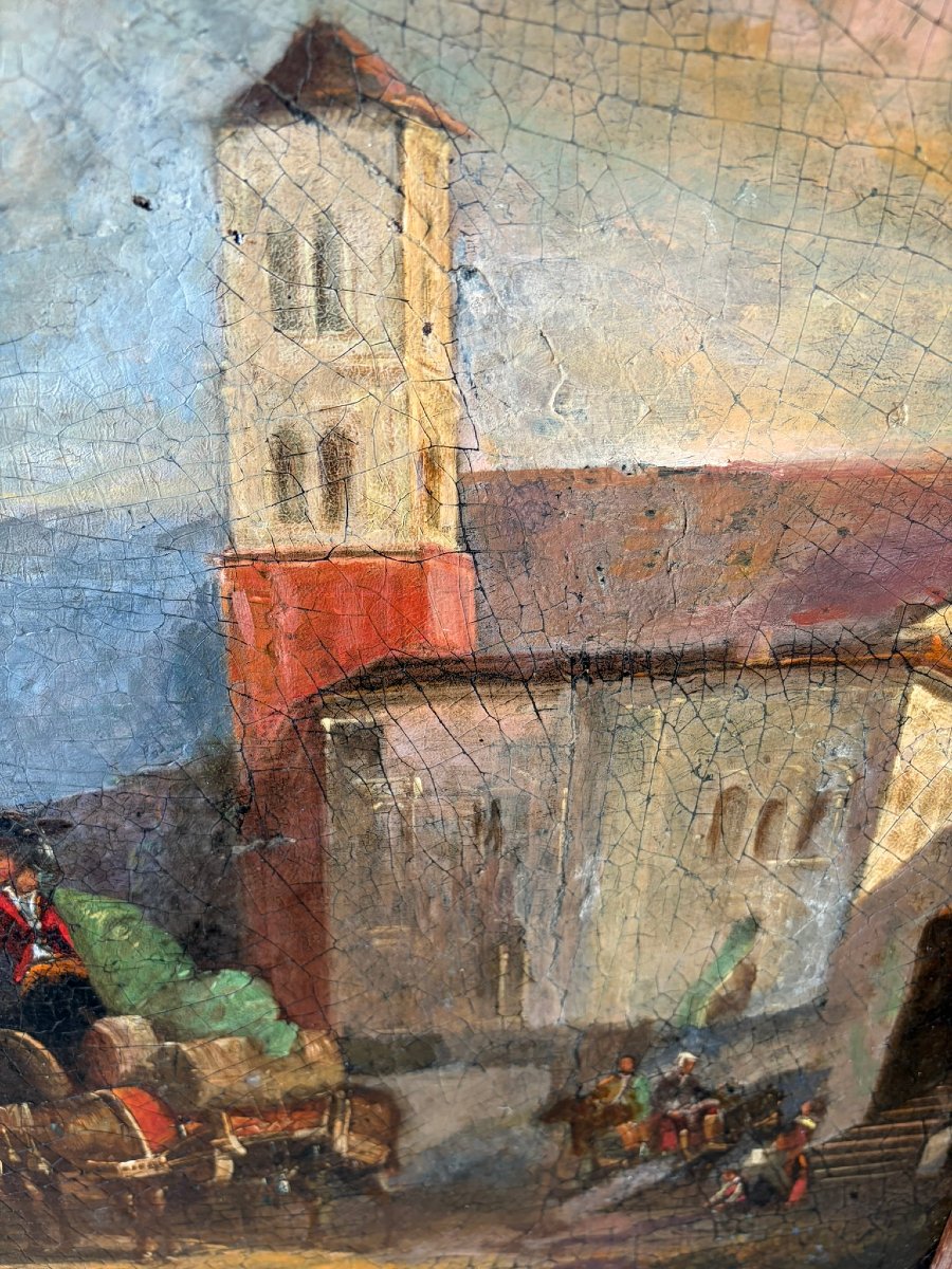 Scène de village école Italienne XVIIIème siècle-photo-7
