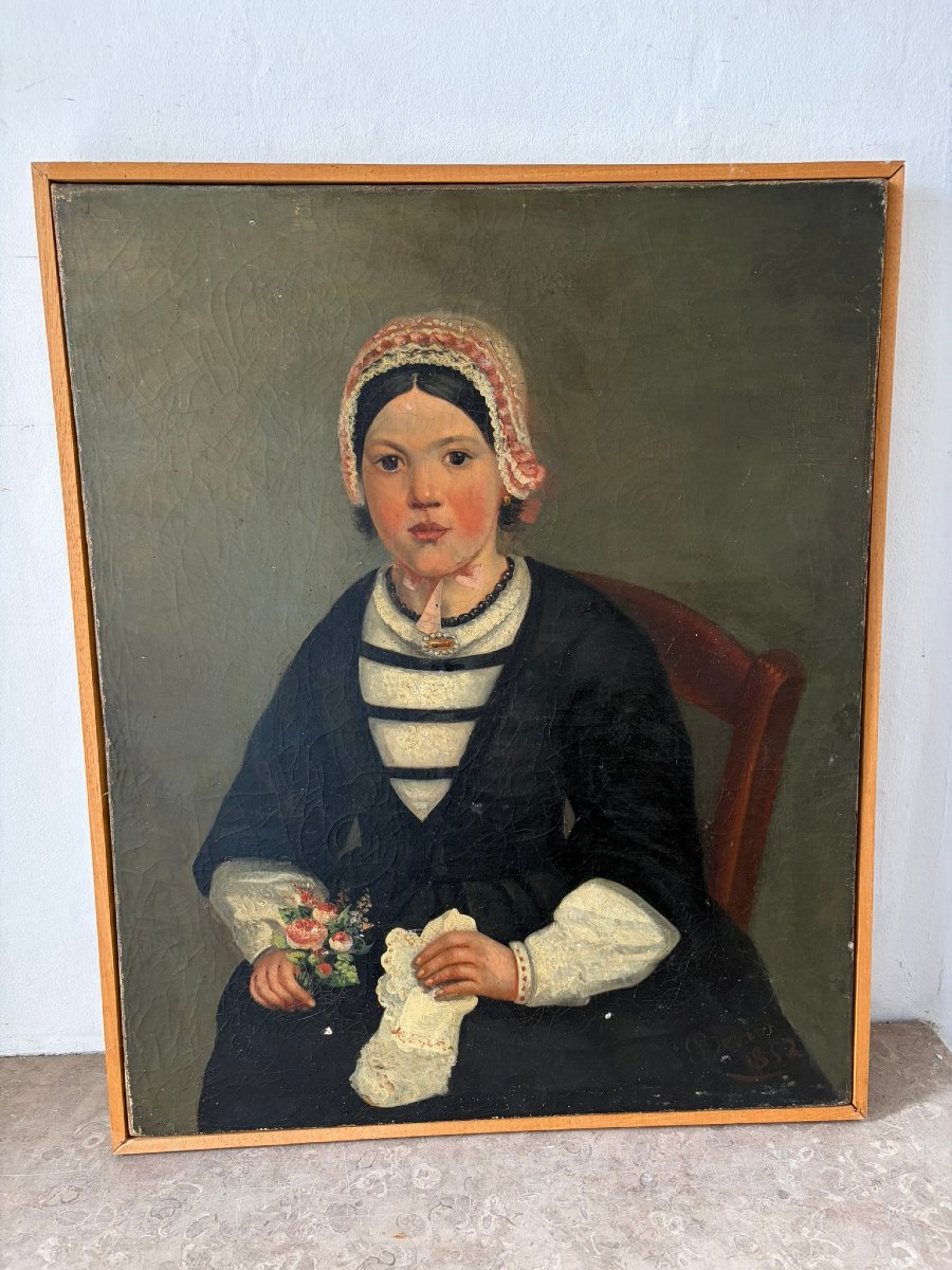 Portrait de jeune fille daté 1852-photo-2