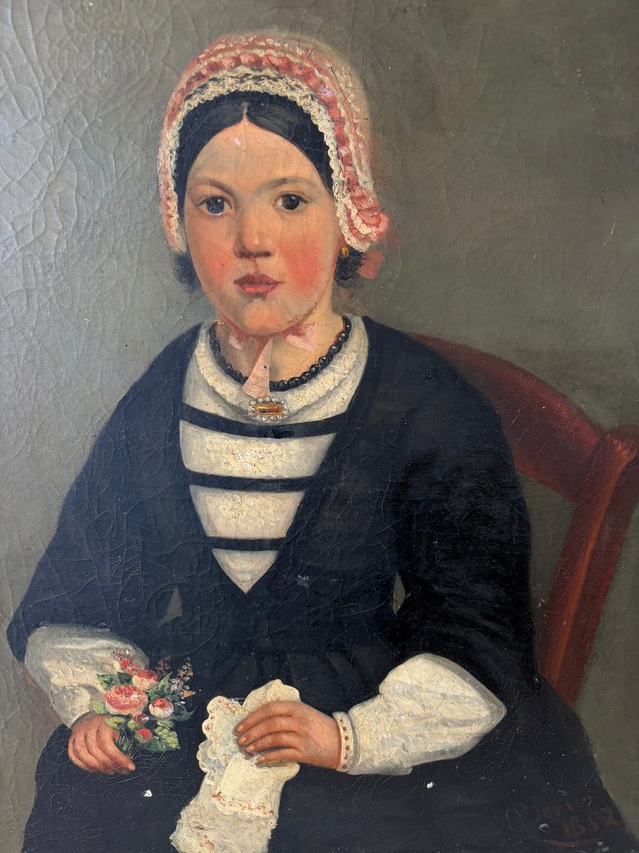 Portrait de jeune fille daté 1852-photo-3