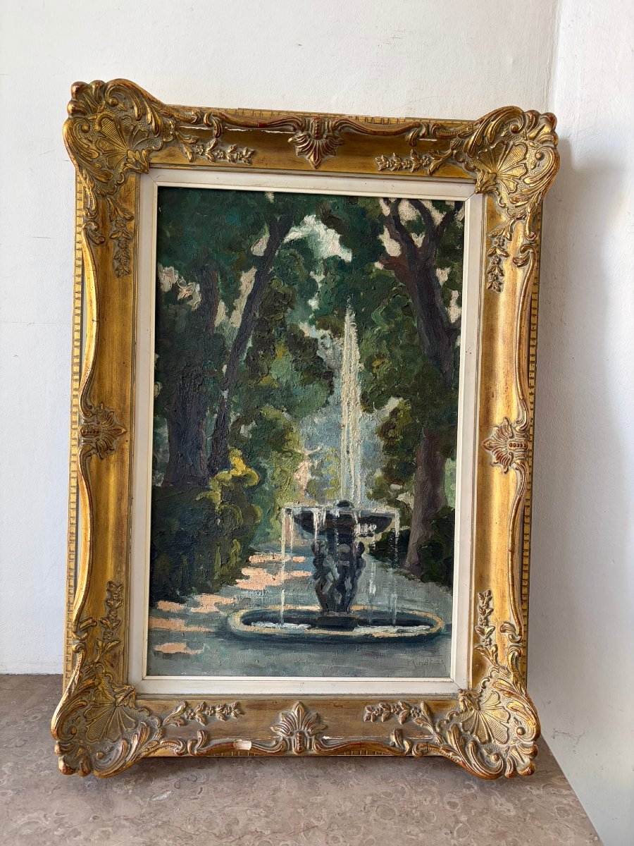 Paysage de fontaine dans un parc signé-photo-1