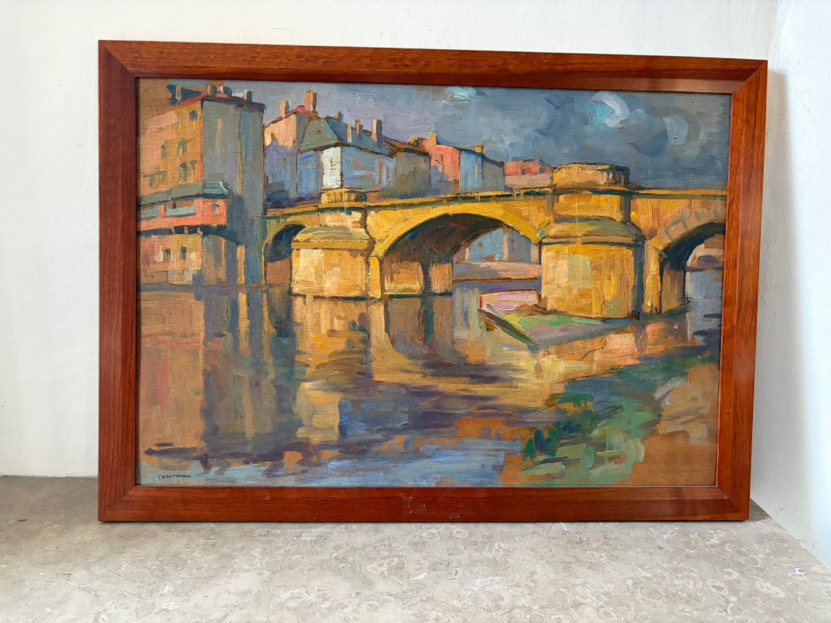 Le pont jaune signé Wittmann (1876-1953)-photo-1